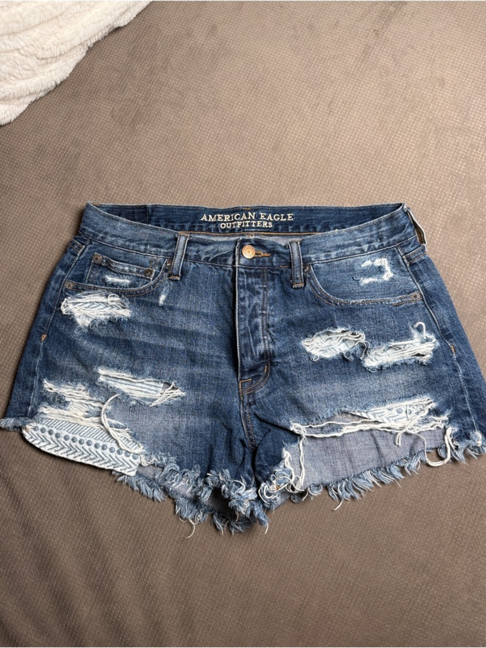 American Eagle Outfitters Ripped Dark Blue Denim Shorts